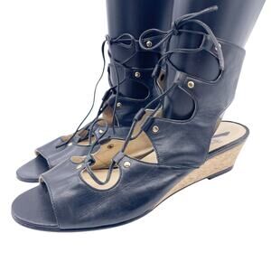 Amalfi by Rangoni Women's Morata Lace Up Detail Wedge Sandals Size 7.5 N